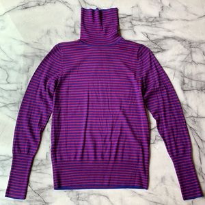 J. Crew Blue & Red Striped Turtleneck, Size Small